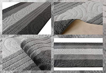 3 Ft Gray Entryway Kitchen Bath Rug Mat, Non Slip Washable, Soft - color: Anthracite Scroll, size: 2'2" x 3' (Rectangular)