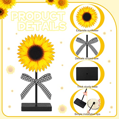 Geetery 3 Pcs Sunflower Wood Table Sign Rustic Tabletop Centerpiece