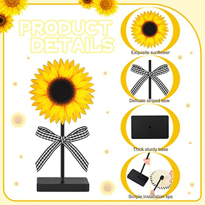 Geetery 3 Pcs Sunflower Wood Table Sign Rustic Tabletop Centerpiece