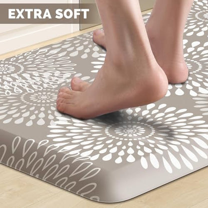 Kitchen Mat Water-Resistant Kitchen Rugs Cushioned Anti-Fatigue Floor Mat - color: Khaki, size: 39"L x 17.3"W x 0.5"Th