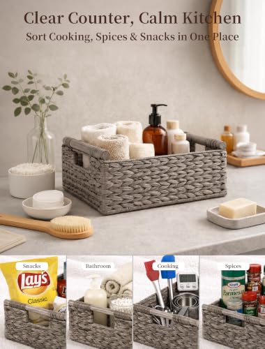 Wicker Basket, Large Basket for Gift Baskets Empty, 15.4x11x6.3in - color: Gray, size: Large