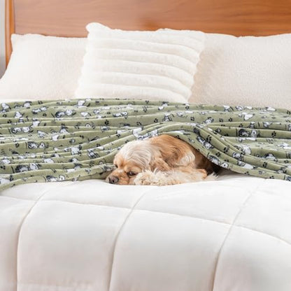 Berkshire Blanket Peanuts VelvetLoft Cute Character Snoopy Plush Throw Blanket,Peanuts Poses and Paws Loden,Throw 55 in x 70 in (Official Peanuts® Product) - color: Loden Green, size: Throw (55 in x 70 in)