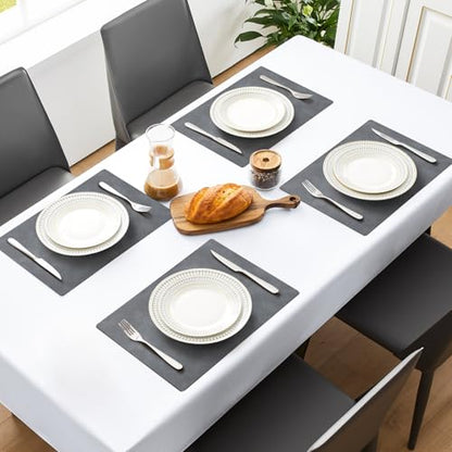 MOSAYT Vinyl Faux Leather Placemats, Set of 6, Grey - color: Gray