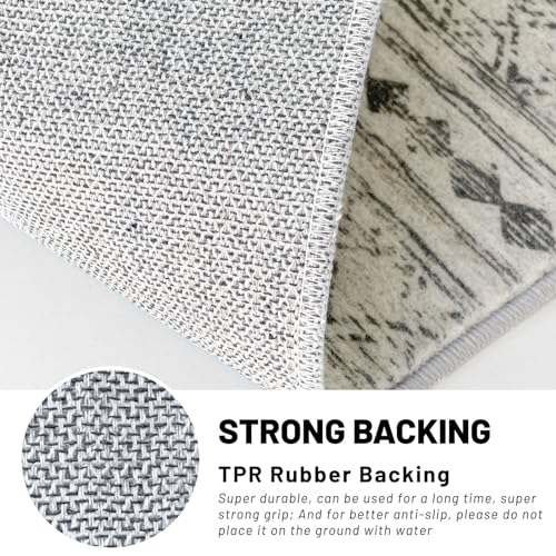 KUTA Area Rug 5x7 Grey, Washable Boho Large Living Room Moroccan Rugs - color: Grey, size: 5' x 7' (Rectangular)