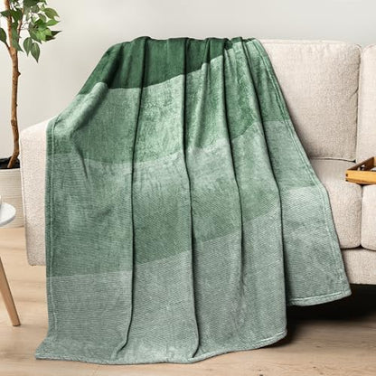 PAVILIA Green Ombre Fleece Throw Blanket for Couch Sofa Bed, 50x60 - color: Gradient - Green, size: 50 x 60 Inches - Throw