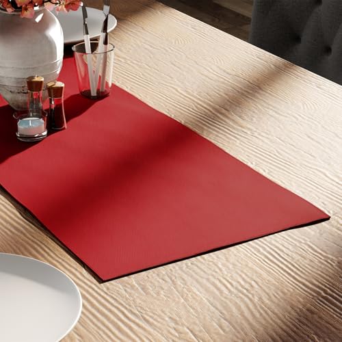 Encasa XO Table Runner, Cotton Canvas Dining Runner 13"x36" - color: Deep Red, size: 13x36 in