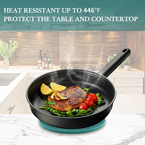 4 Pack Silicone Trivets for Hot Dishes, Dark Green Silicone Hot Pads Trivet for Hot Pots and Pans, 4 PCS Heat Resistant Silicone Mats Pot Holders for Kitchen Counter, Large Coasters & Jar Opener - color: 01 Dark Green, size: 7x7in