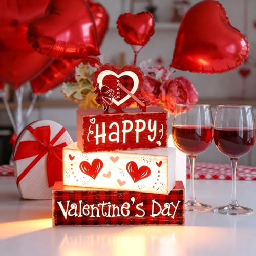 Britimes Tiered Tray Decor Set, 4 Pack, Wooden Table Sign, Heart Farmhouse - style: Cupid of Love Valentine
