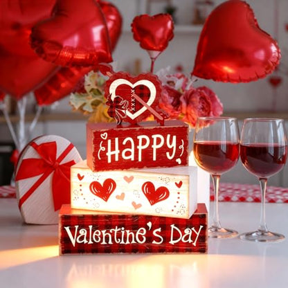 Britimes Tiered Tray Decor Set, 4 Pack, Wooden Table Sign, Heart Farmhouse - style: Cupid of Love Valentine