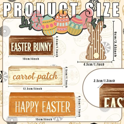 Easter Decorations - Easter Bunny Tiered Tray Decor Set - Wooden Carrot Patch Tabletop Decoration - Rustic Farmhouse Spring Home Decor Indoor for Tiered Tray Shelf Mantel Coffee Table Gift - Spring Home Decor for Living Room, Kitchen Counter