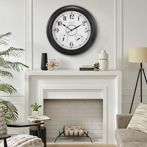 CLXEAST 18 Inch Large Illuminated Outdoor Clocks Waterproof - color: Oil Rubbed Bronze Black