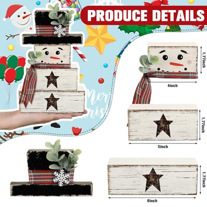 Yousoontic 4 Pcs Winter Snowman Figurines Set, Rustic Farmhouse Decor - style: Snowman
