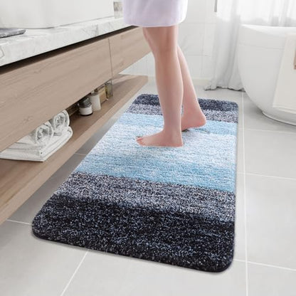 Arotive Microfiber Bathroom Rugs, Shaggy Soft Absorbent Bath Rug, 47x24 - color: Blue, size: 47" X 24"