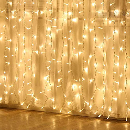 6.6x6.6 Ft Curtain Lights, Warm White Christmad Fairy Wall Decoration