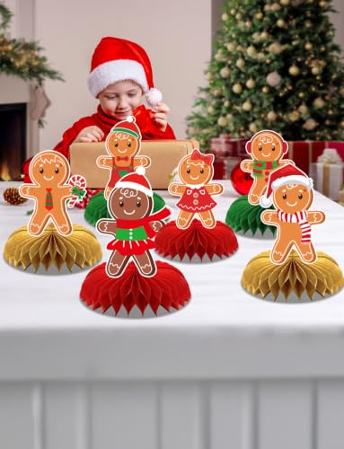 Gingerbread Centerpieces for Tables, 9Pcs Christmas Table Decorations - style: Christmas