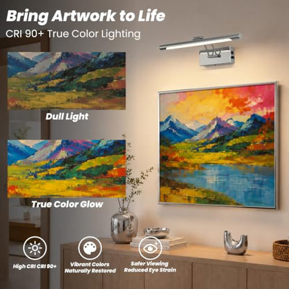 Battery Operated Picture Light for Wall,Chrome 15.7-Inch - color: Chrome, size: 15.7 Inch