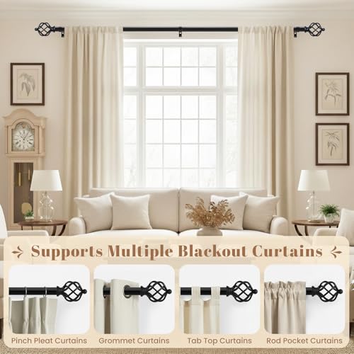 1" Farmhouse Heavy Duty Curtain Rods for Windows,Adjust 36-88",Black - color: Matte Black, size: 36-88 Inch & 1 Pack
