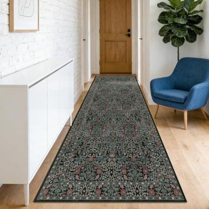 2'6" x 8' Runners Rug for Hallway Washable Soft Carpet (Dark Green) - color: Dark Green, size: 2'6" x 8' (Runner)