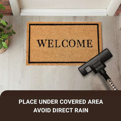 KANKUN Coco Coir Door Mat with Heavy Duty Backing, Welcome Doormat (17" x 30"), Doormat Entrance (Welcome2-2Pack) - color: Welcome2 - 2pack
