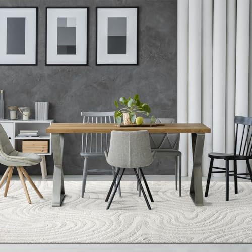 LUXE WEAVERS Geometric Swirl Cream 9x12 Area Rug High Low Modern Carpet