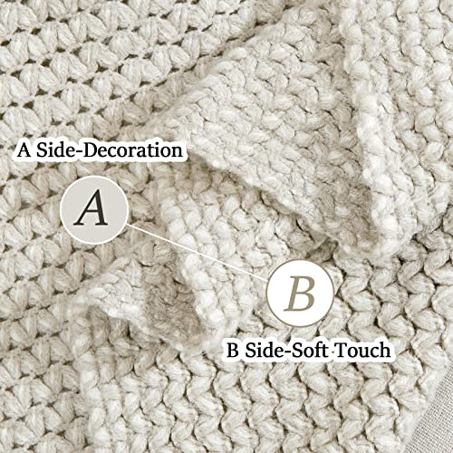 Blagic Wheat Textured Knit Throw Blanket for Couch,Grey and White,50"x60" - color: F-grey & White, size: 50 × 60 in