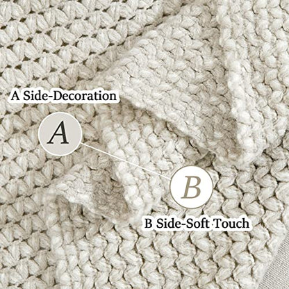 Blagic Wheat Textured Knit Throw Blanket for Couch,Grey and White,50"x60" - color: F-grey & White, size: 50 × 60 in