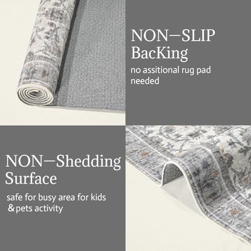 Machine Washable Hallway Runner Rug: 2'x6' Kitchen Rugs - color: Beige/Grey/Multi, size: 2' x 6' (Rectangular)