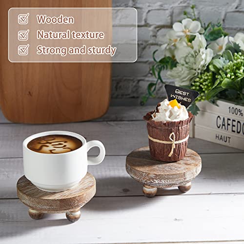 Yalikop Set of 2 Mini Wood Risers for Decor Round Wooden Riser, Brown