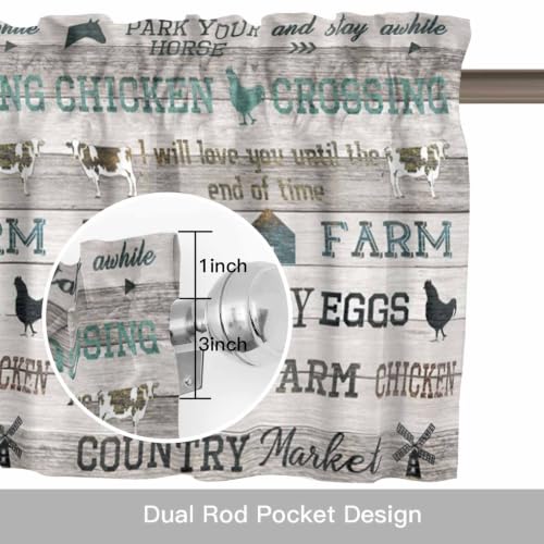 Double Love Farmhouse Valance Curtain, Rod Pocket, Polyester Blend, 1 Panel 54x18, Farmdol4183, Kitchen/Living Room/Bedroom/Bathroom/Window