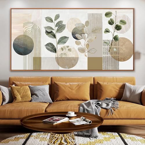 Large Framed Boho Green Botanical Wall Art For Living Room 29 X 58 In - color: green white, size: 58"L x 29"W