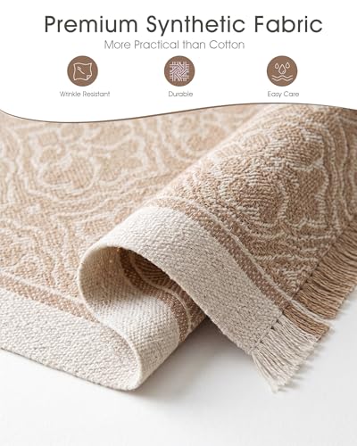 Placemats Set of 6, 13.8 x 17.7 Inch, Polyester, Jacquard Woven - color: Polyester-13.8 X 17.7inch-light Beige
