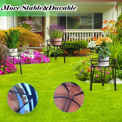 3Pack Metal Plant Stands Outdoor Indoor, Iron Flower Pot Stands