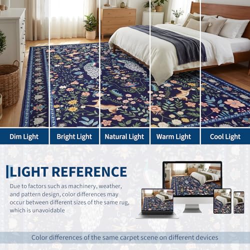 Garvee Floral 5x7 Area Rugs Washable Living Room Rug Entryway Rug Blue - color: Blue, size: 5' x 7' (Rectangular)