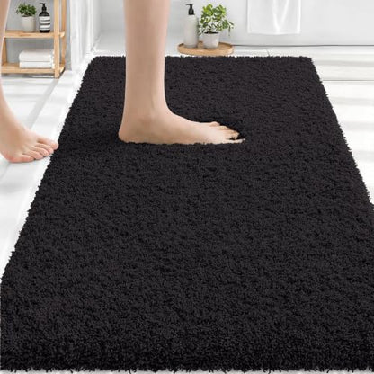 OLANLY Microfiber Bathroom Rugs 30x20, Ultra Soft Absorbent Bath Mat, Black - color: Black, size: 30" X 20"