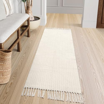 Lahome Boho Kitchen Runner Rug, 2x6 Washable Rugs for Bathroom Laundry Room - color: Beige/White, size: 2' x 6' (Runner)