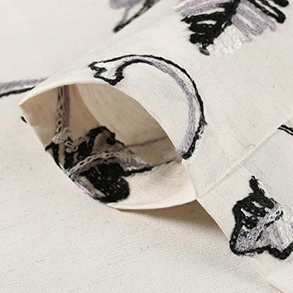 VOGOL Gray Vine Embroidered Curtain Tie-Up Balloon Shade, 42 x 63 - color: Grey, size: 42"W x 63"L (Pack of 1)