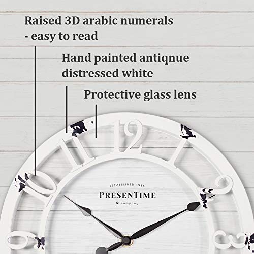 Presentime 10" Farmhouse Series Wall Clock - color: Antique Distressed White, size: 10 inch