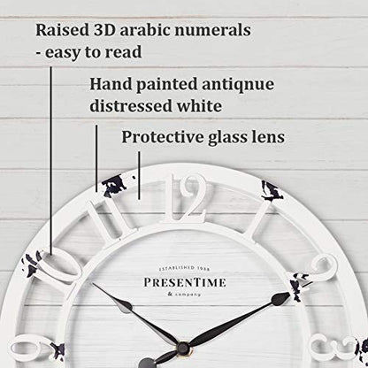 Presentime 10" Farmhouse Series Wall Clock - color: Antique Distressed White, size: 10 inch
