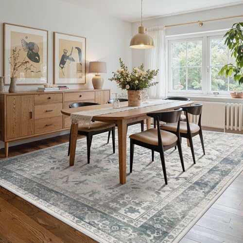 Rugxara 6x9 Washable Area Rug for Living Room,Light Blue Grey - color: Blue & Grey, size: 6' x 9' (Rectangular)
