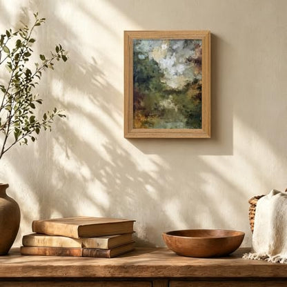 Framed Abstract Wall Art Green Landscape Canvas Print - color: painting, size: 10"L x 8"W