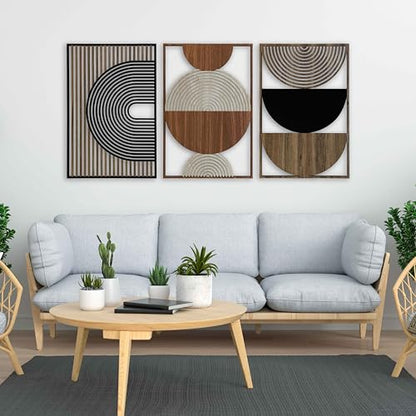 Mid Century Modern Wood Wall Art, Boho Wooden Wall Art for Home & Office, Abstract Wood Wall Decor in Midcentury Modern Style, Home Gift