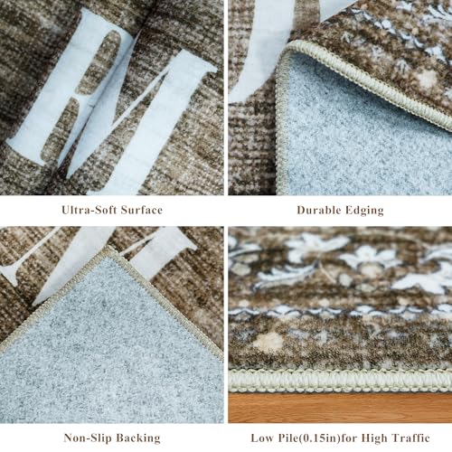 TOPRUUG Laundry Room Rug Runner 20"x48", Non Slip Washable Laundry Mat - color: Brown, size: 1'8" x 4' (Rectangular)