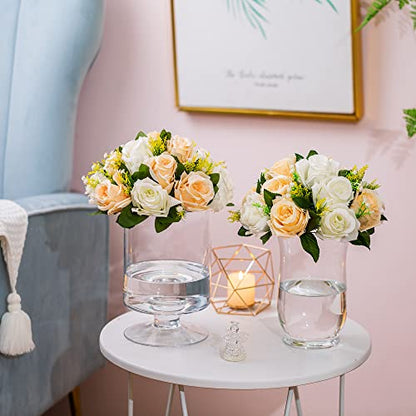 Flower Centerpieces Wedding Tables: Champagne & White, 2 Packs - color: Peachy Champagne & White