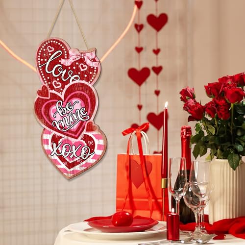 Britimes Welcome Door Sign, Wooden, for Front Door, Heart Love - style: Red Valentine