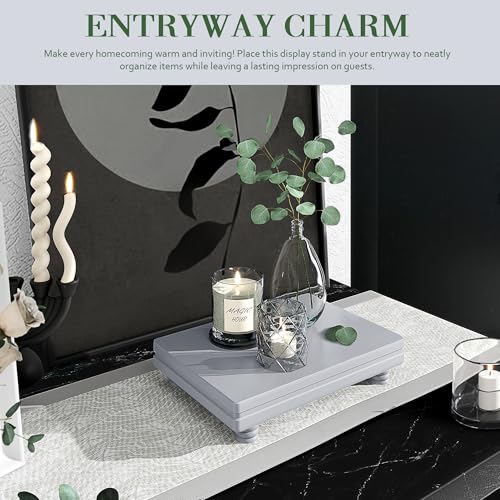 EOSAHR Wood Riser: Farmhouse Display Stand for Kitchen Counter, Gray - color: Gray