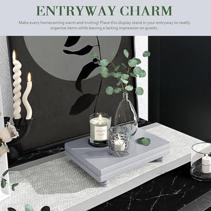 EOSAHR Wood Riser: Farmhouse Display Stand for Kitchen Counter, Gray - color: Gray