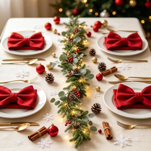 DR.DUDU 6FT Christmas Garland with Lights Mantel Decorations - size: 6FT