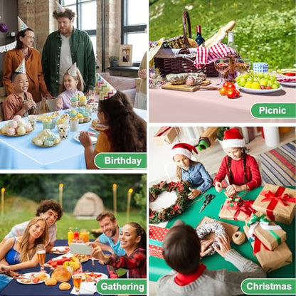 NatNarr 6 Pcs Green Tablecloths Plastic, Scalloped Rectangle Table Cloth - color: Green, size: 6 Pack