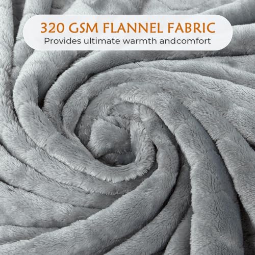 TOONOW Fleece Blanket Super Soft Cozy Throw Blanket 50" x 60", Lightweight Fuzzy Comfy Textured Flannel Blanket Warm Plush Throw Blankets for Couch, Sofa, Bed, Light Grey - color: Light Grey