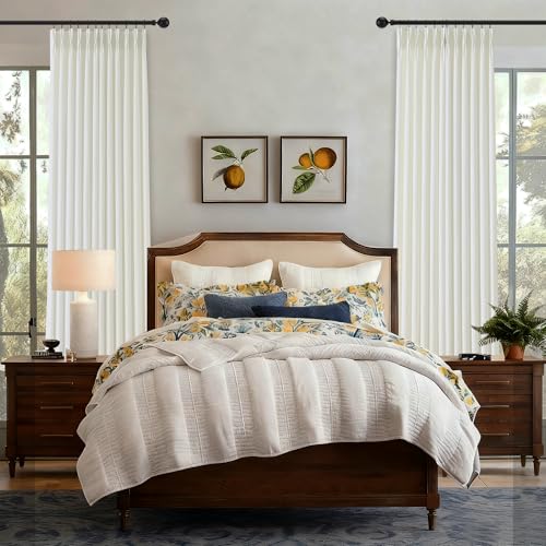 Cream Pinch Pleated Curtains 63 Inch Length for Living Room - color: Cream, size: 40"W x 63"L (Pack of 2)